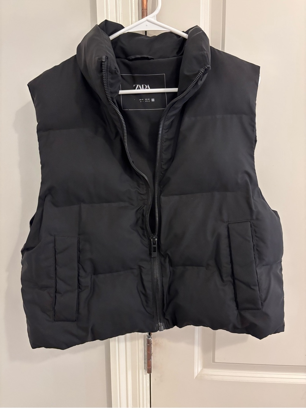 Zara Black Quilted Puffer Vest with High Collar